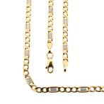 Bicolor gouden Figaro schakel ketting | 51,5 cm, Sieraden, Tassen en Uiterlijk, Kettingen, Ophalen of Verzenden, Gebruikt, Overige kleuren