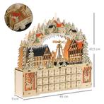Adventskalender, Kerstdorp, 18 LEDs, 24 Laden, Herbruikbaar,, Diversen, Kerst, Verzenden, Nieuw