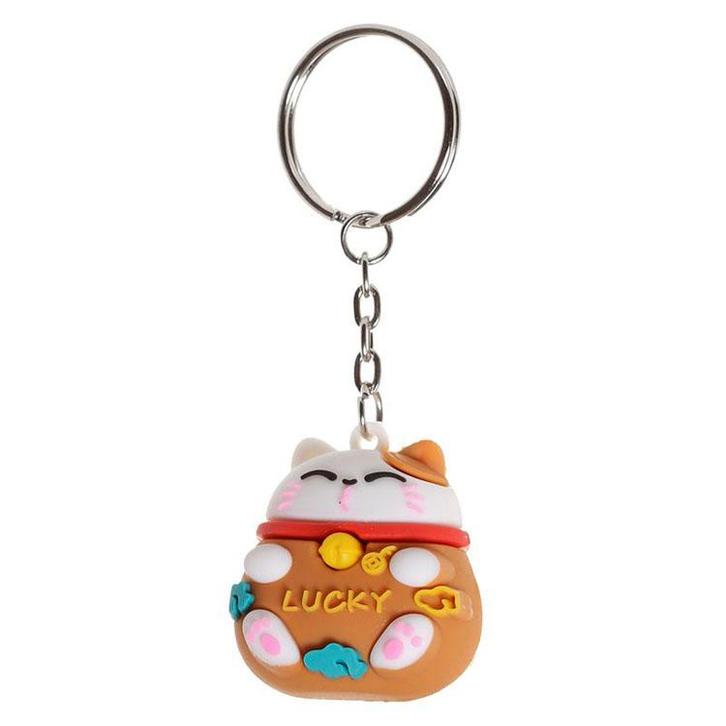 Sleutelhanger Maneki Gelukskat Bruin PVC - 4cm NIEUW, Verzamelen, Sleutelhangers, Nieuw, Ophalen of Verzenden