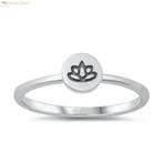 Zilveren cirkel lotus ring  ringmaat 17, Verzenden, Nieuw, Zilver