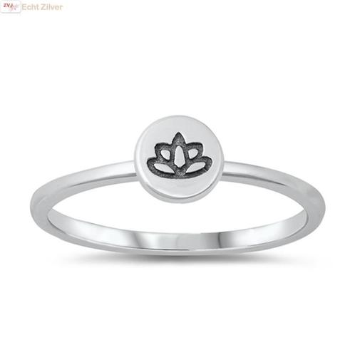 Zilveren cirkel lotus ring  ringmaat 17, Sieraden, Tassen en Uiterlijk, Ringen, Nieuw, Verzenden