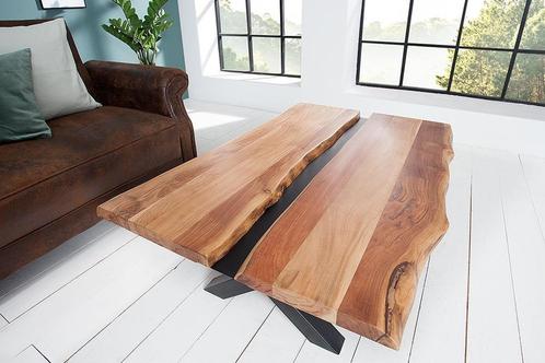 Massief houten salontafel AMAZONAS 105cm acacia zwart, Huis en Inrichting, Tafels | Salontafels, Ophalen of Verzenden