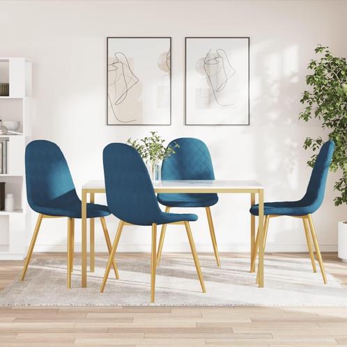 vidaXL Eetkamerstoelen 4 st fluweel blauw, Huis en Inrichting, Stoelen, Blauw, Nieuw, Verzenden