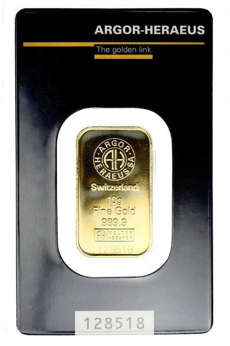 10 gram - Goud .999 - Argor-Heraeus, Switzerland - Verzegeld, Postzegels en Munten, Edelmetalen en Baren