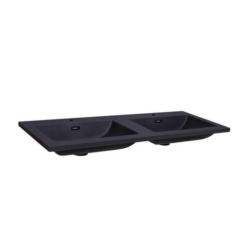 Wastafel Sanilux Quartz Classic 140x47x3 cm Dubbel Mat Zwart, Doe-het-zelf en Verbouw, Sanitair, Overige typen, Nieuw, Ophalen of Verzenden
