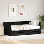 vidaXL Dagbedframe met lades Zwart eiken 100 x 200 cm, Huis en Inrichting, Slaapkamer | Bedden, Verzenden, Nieuw, Zwart, Hout