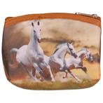 Kleine portemonnee met 3 witte galopperende paarden - 11x9cm, Sieraden, Tassen en Uiterlijk, Portemonnees, Ophalen of Verzenden