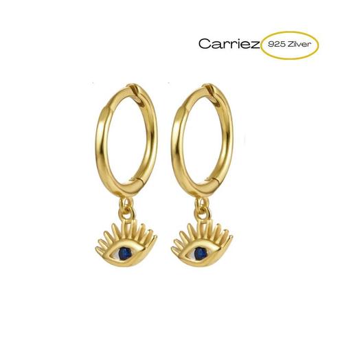 925 Zilver en goud vergulde evil eye oorringen, Sieraden, Tassen en Uiterlijk, Kettinghangers, Nieuw, Verzenden