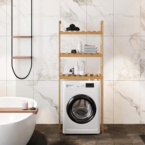 [en.casa] Staand rek Alslev badkamerrek 160x64x21 cm houtkle, Huis en Inrichting, Badkamer | Badkamermeubels, Verzenden