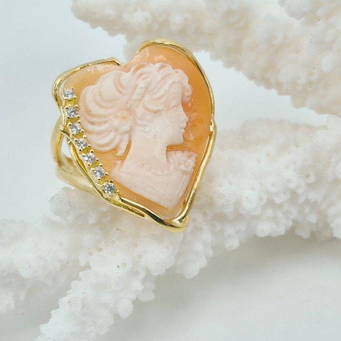 Zilver, Verguld - Ring - CAMMEO met de hand gegraveerd, Antiek en Kunst, Curiosa en Brocante