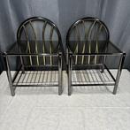 Nachtkastje - Metaal, Rookglas - Set van twee nachtkastjes, Antiek en Kunst