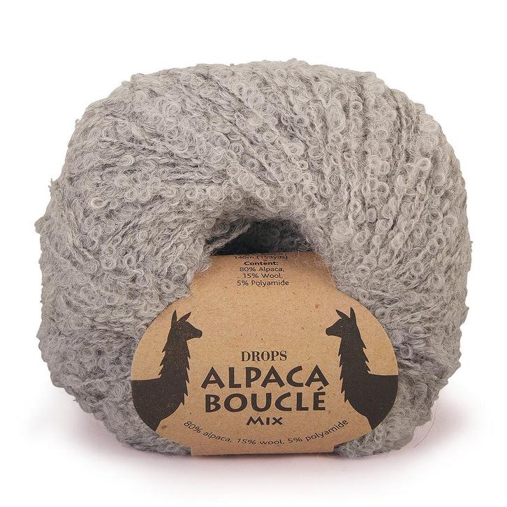 DROPS Alpaca Bouclé Mix - 5110 lichtgrijs - Wol Garen, Hobby en Vrije tijd, Breien en Haken, Ophalen of Verzenden