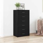 vidaXL Dressoir met 6 lades 50x34x96 cm spaanplaat zwart, Huis en Inrichting, Kasten | Dressoirs, Verzenden, Nieuw, 50 tot 100 cm