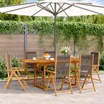 vidaXL 7-delige Tuinset polypropeen en massief hout grijs, Tuin en Terras, Verzenden, Nieuw, Hardhout, Tuinset