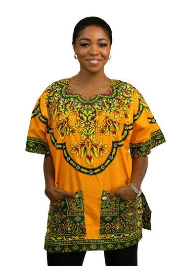 Oranje Dashiki Shirt / Dashiki Jurk - Afrikaans shirt - Unis beschikbaar voor biedingen