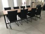 Set van 8 leren eetkamerstoelen - met designpoot - zwart lee, Nieuw, Industrieel, Leer, Ophalen of Verzenden