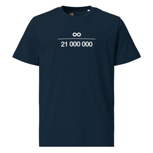 Bitcoin t-shirt - Infinity - 100% Biologisch Katoen, Kleding | Dames, T-shirts, Blauw, Maat 38/40 (M), Nieuw, Korte mouw, Verzenden