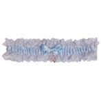 Grote maat Kousenband Blauw Broderie - blauw strikje en zilv, Ophalen of Verzenden, Nieuw