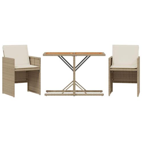 Bistroset Rattan Beige | Retourdeal | 55% Korting!, Tuin en Terras, Tuinsets en Loungesets, Nieuw, Ophalen of Verzenden