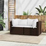 vidaXL Tuinhoekbanken met kussens 2 st poly rattan bruin, Tuin en Terras, Verzenden, Nieuw, Rotan