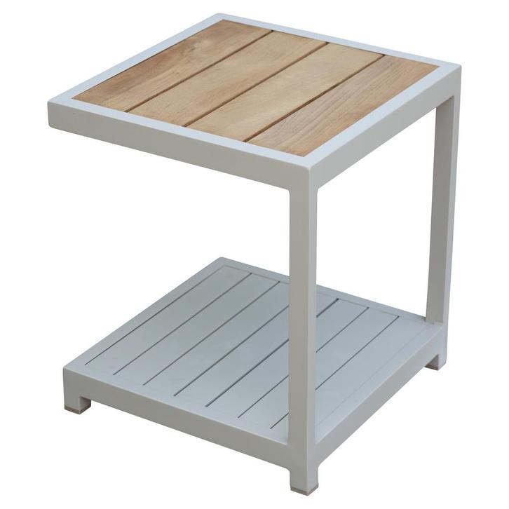 Ripasso bijzettafel aluminium latte zand teakblad, Tuin en Terras, Tuintafels, Nieuw, Aluminium, Ophalen of Verzenden