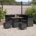 vidaXL Tuin Sofa Set 8 pcs Zwart Poly riet en gepoedercoat, Verzenden, Nieuw, Rotan