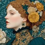 I_KONIQ - Pretty woman in art nouveau style, Antiek en Kunst