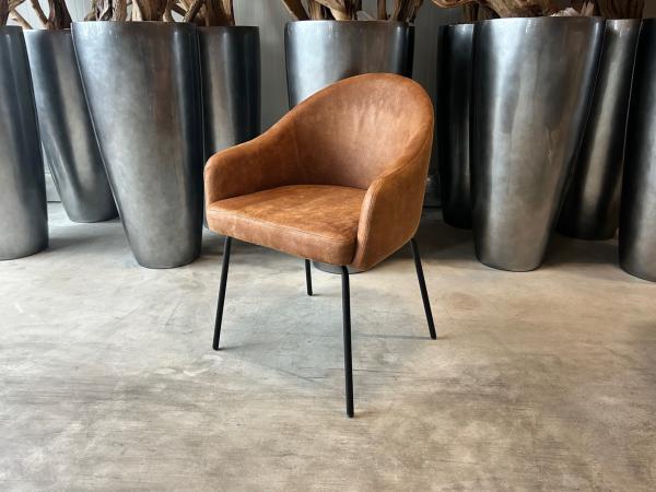 Veiling - Eetkamerstoel Bo (set van 6) Microleder - Cognac, Huis en Inrichting, Stoelen