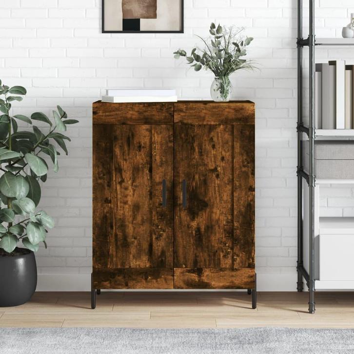 vidaXL Dressoir 69,5x34x90 cm bewerkt hout gerookt, Huis en Inrichting, Kasten | Dressoirs, 25 tot 50 cm, Nieuw, 50 tot 100 cm