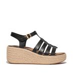 -0% FitFlop  FitFlop Platfforms espadr. leather fisherman we, Verzenden, Nieuw, Zwart