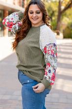 Vineyard Green Plus Size Textured Floral Patchwork Raglan Sl, Kleding | Dames, Verzenden, Nieuw