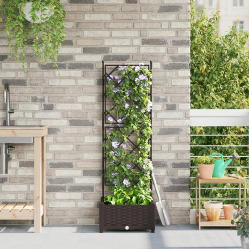 vidaXL Plantenbak met latwerk 40x40x125,5 cm bruin, Tuin en Terras, Bloembakken en Plantenbakken, Minder dan 60 cm, Nieuw, Verzenden