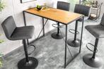 Design bartafel SLIM LINE 120cm naturel zwart metalen frame, Ophalen of Verzenden, Nieuw