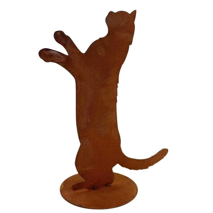 Patina poes Feline | op grondplaat | Metalen figuur voor h, Huis en Inrichting, Woonaccessoires | Wanddecoraties, Nieuw, Verzenden