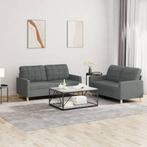 vidaXL 2-delige Loungeset met kussens stof donkergrijs, Huis en Inrichting, Banken | Bankstellen, Verzenden, 150 tot 200 cm, Nieuw