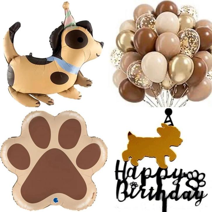 Honden Party set 33-delig bruin beige goud, Dieren en Toebehoren, Honden-accessoires, Nieuw, Verzenden