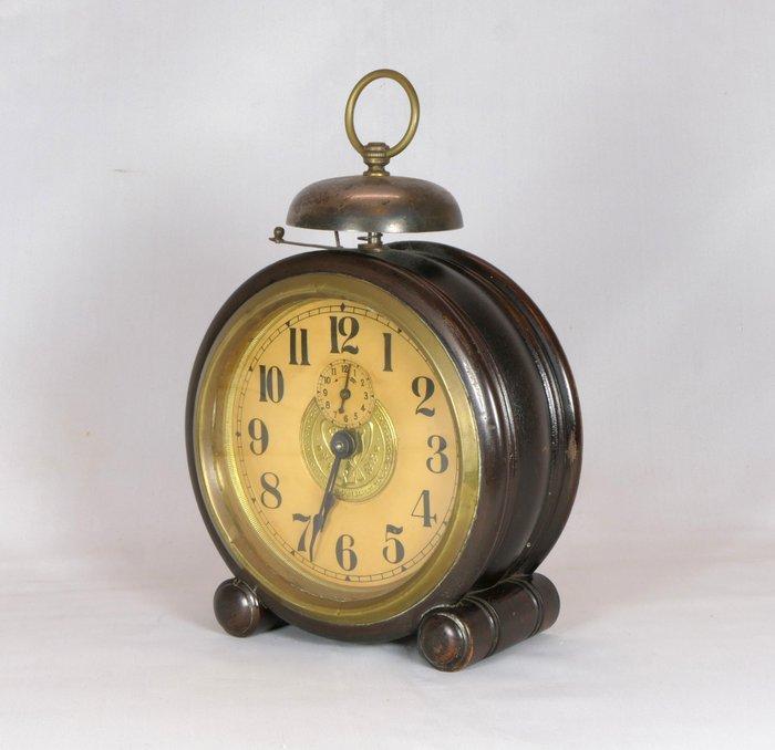 Klok - Hout, Messing - 1910-1920 - Houten Wekker, Antiek en Kunst, Antiek | Klokken