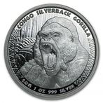 Congo / Kongo Gorilla 1 oz 2015 (50.000 oplage), Zilver, Losse munt, Overige landen, Verzenden