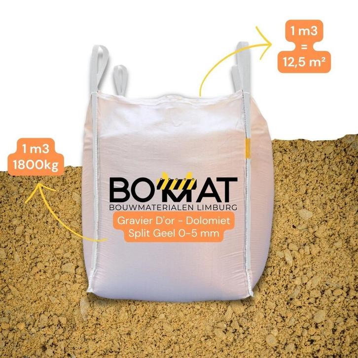 Dolomiet Gravier d’Or Split Geel Parkgoud Halfverharding, Tuin en Terras, Grind, Keien en Split, Split, Geel, Nieuw, Dolomiet
