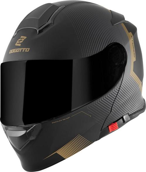 Bogotto H271 Wayke Mat Zwart Bruin Systeemhelm, Motoren, Kleding | Motorhelmen, Systeemhelm, Heren, XXL, Nieuw met kaartje, Overige merken