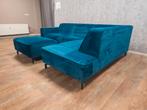 Zeer Mooi Blauwe Velvet Hoekbank van LOODS 5, Huis en Inrichting, Banken | Bankstellen, 250 tot 300 cm, Hoekbank, Hoekbank, Ophalen of Verzenden