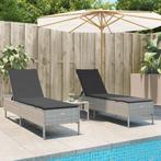 vidaXL Ligstoelen 2 st met kussen poly rattan lichtgrijs, Tuin en Terras, Ligbedden, Verzenden, Nieuw