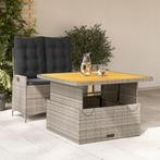 vidaXL 2-delige Tuinset met kussens poly rattan grijs, 2 zitplaatsen, Nieuw, Tuinset, Verzenden