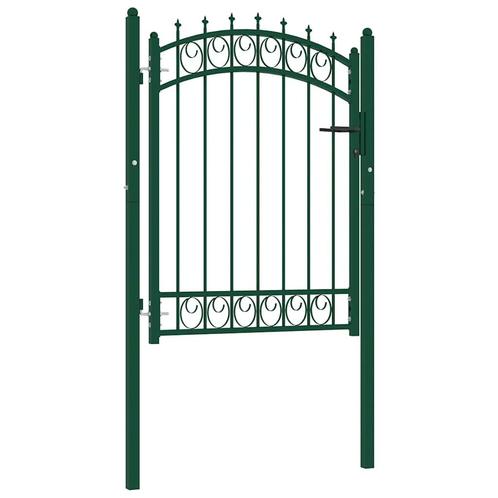 vidaXL Poort met speerpunten 100x125 cm staal groen, Tuin en Terras, Tuinpoorten, Nieuw, Verzenden