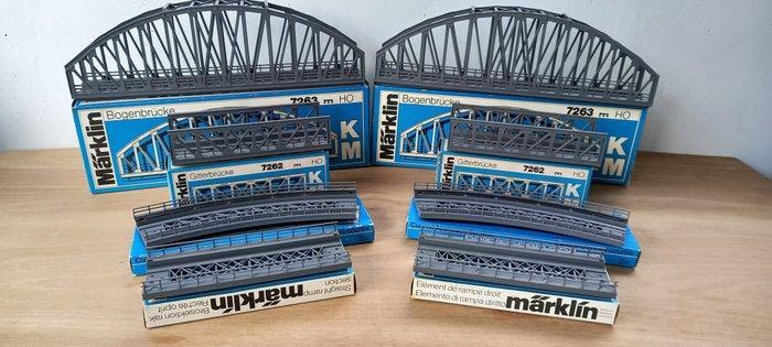 Märklin H0 - 7263/7262/7269/7268 - Bruggen (8) - Kunststof, Hobby en Vrije tijd, Modeltreinen | H0