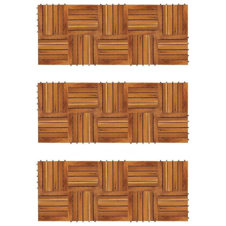 vidaXL Terrastegels verticaal patroon 30 x 30 cm Acacia set, Doe-het-zelf en Verbouw, Vloerdelen en Plavuizen, Nieuw, Verzenden
