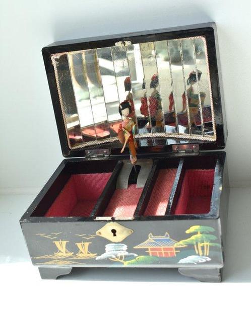 Doos - Japanse muziek/juwelendoos met geisha en ingebouwde, Antiek en Kunst, Curiosa en Brocante