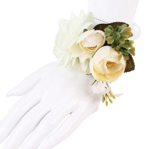 Polscorsage Lintsluiting Wit Polscorsage KLaar, Huis en Inrichting, Woonaccessoires | Kunstplanten en Kunstbloemen, Nieuw, Ophalen of Verzenden