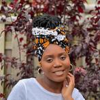 Afrikaanse Zwart / oranje hoofddoek - Mud cloth headwrap, Kleding | Dames, Hoeden en Petten, Nieuw, Ophalen of Verzenden