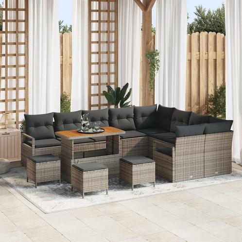 vidaXL Tuin Sofa Set met kussen 13 pcs Grijs 110 x 55 x 71, Tuin en Terras, Tuinsets en Loungesets, Nieuw, Rotan, Verzenden